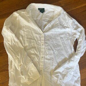 Vintage Lauren by Ralph Lauren White Linen Button Down  Size L